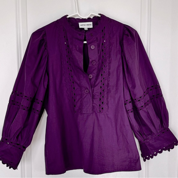 Purple like new Antik Batik size small 38 button up top - Picture 3 of 6